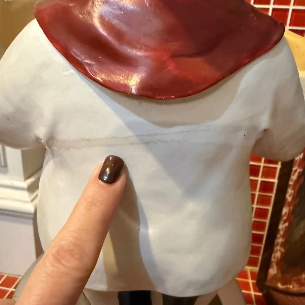 Vintage Polystone Kitchen Chef Wine Bottle Holder with Black and White Outfit